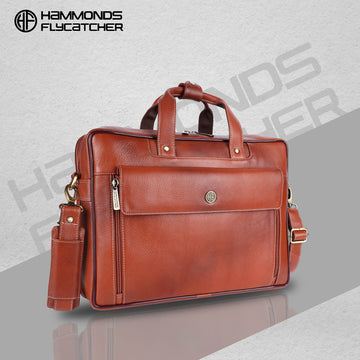 Genuine Leather Expandable Laptop Bag for Men with Adjustable Strap - Fits Upto 16" Laptop/MacBook  - 1 Year Warranty