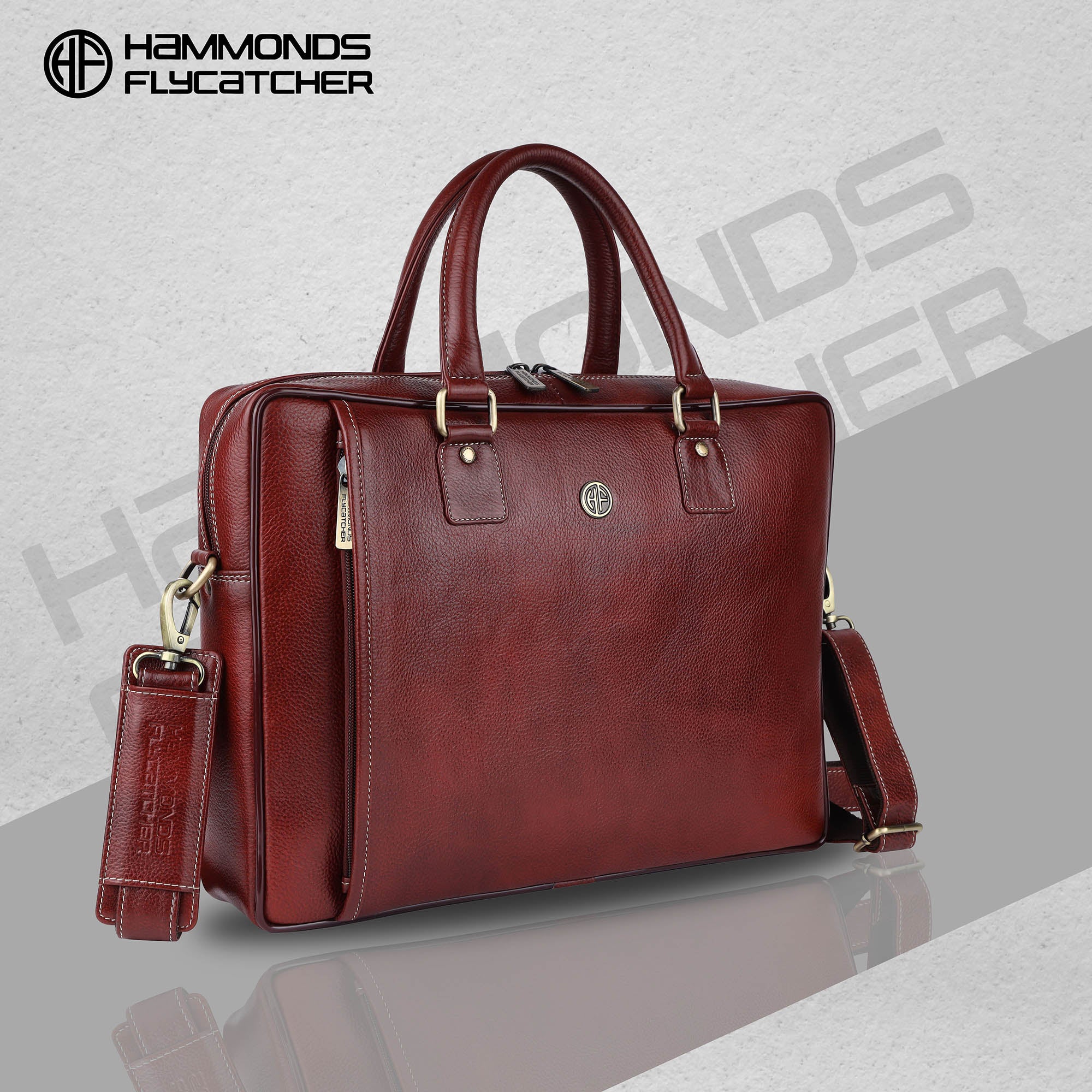 HAMMONDS FLYCATCHER Genuine Leather Laptop Bag for Men - Office Bag, Brushwood - Fits Up to 16 Inch Laptop/MacBook - Shoulder