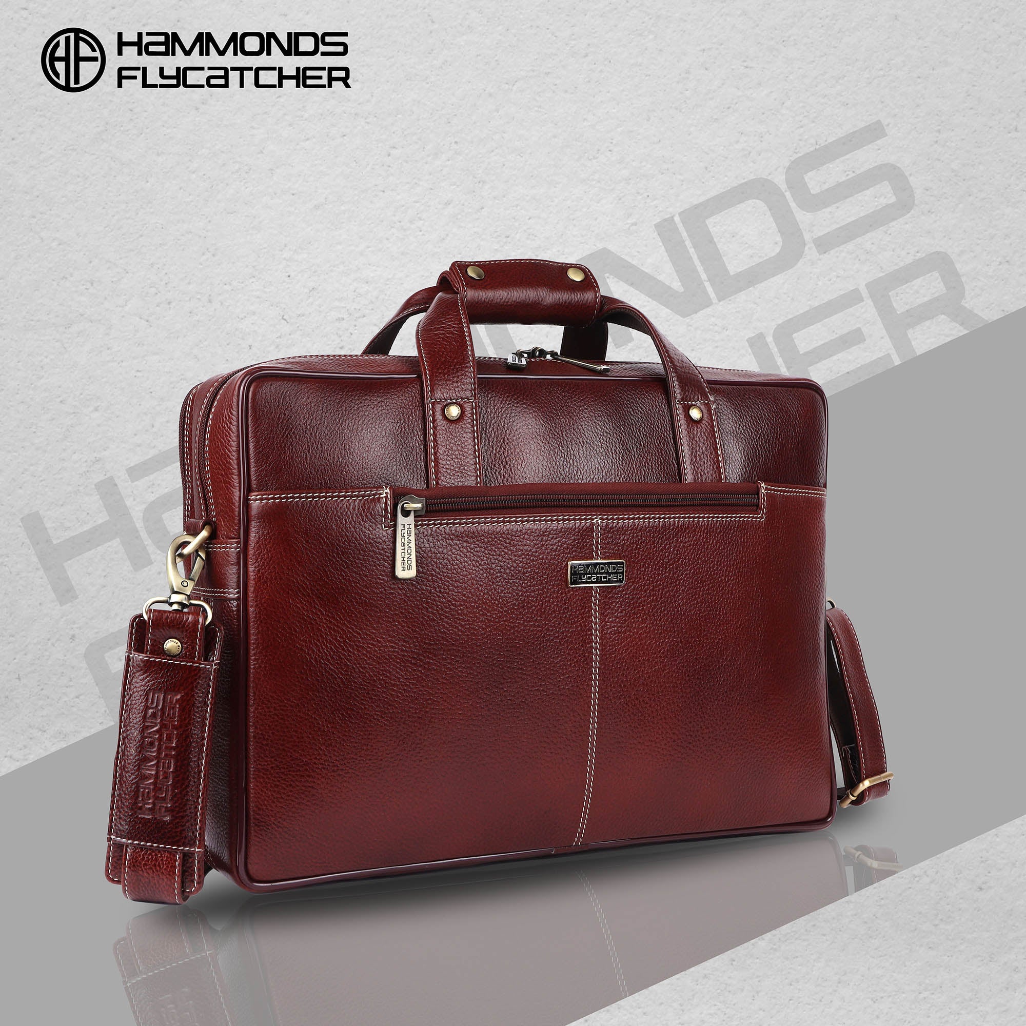 Laptop Bag for Men - Genuine Leather, Brown - Fits 14/15.6/16 Inch Laptops - Water Resistant Handbag -