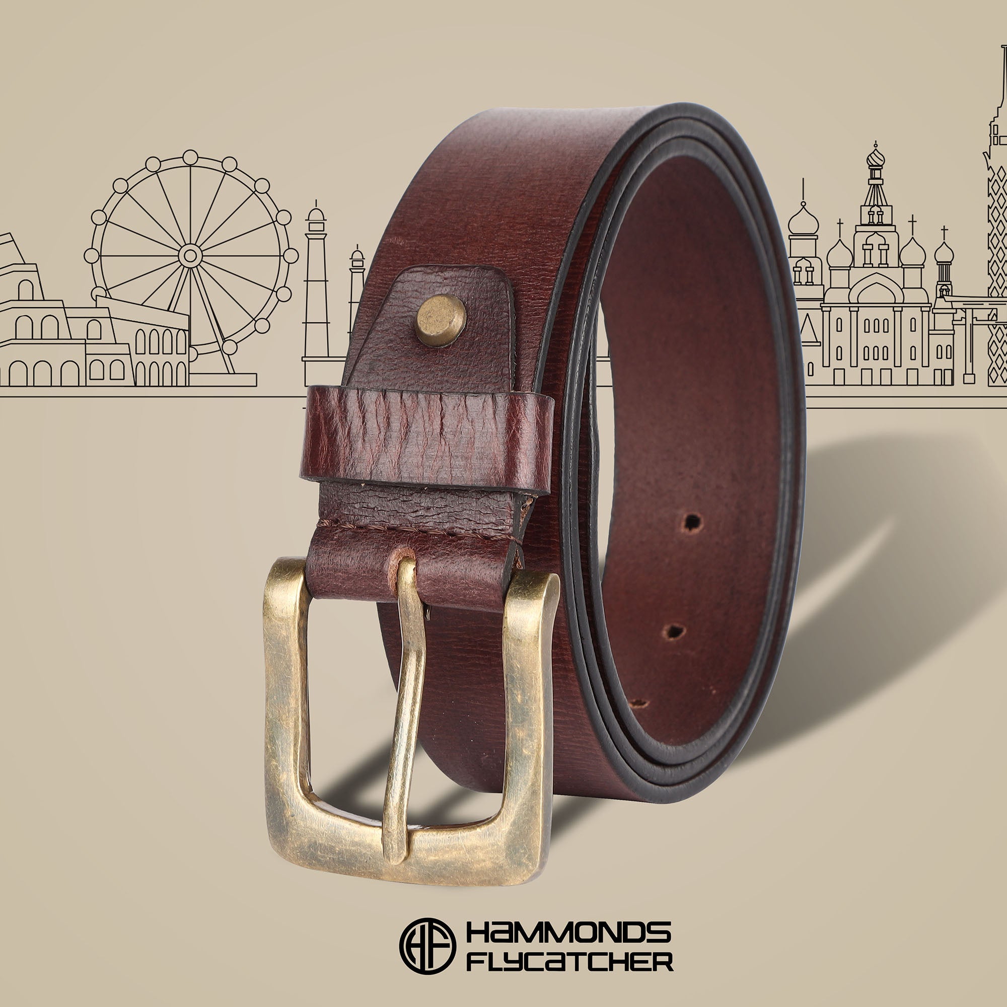 Genuine Pure Leather Belt for Men | Brown Leather Belt Gents Belt for Formal or Casual Wear - 1.4 inch Width