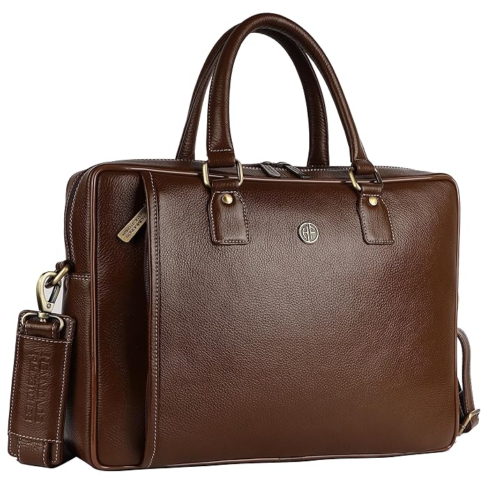 HAMMONDS FLYCATCHER Genuine Leather Laptop Bag for Men - Office Bag, Brushwood - Fits Up to 16 Inch Laptop/MacBook - Shoulder