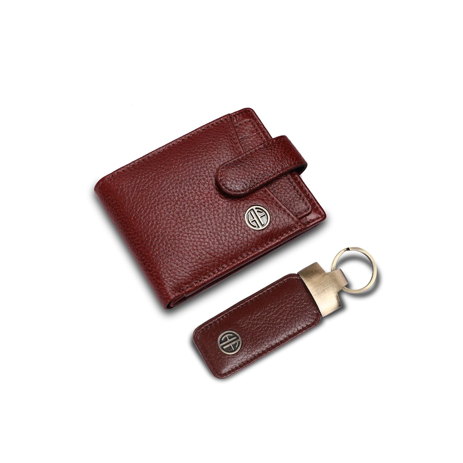 RFID-Blocking Leather Wallet & Keychain Set for Men - 4 Card Slots, Car/Home/Bike Keys - Premium Gift