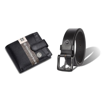 Men's Leather Gift Set Combo: Wallet & Belt - Birthday, Anniversary or Father's Day Gift