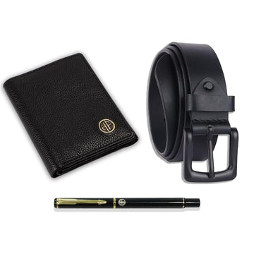 Premium Gift for Men Combo - Wallet and Belt Set with Ball Pen