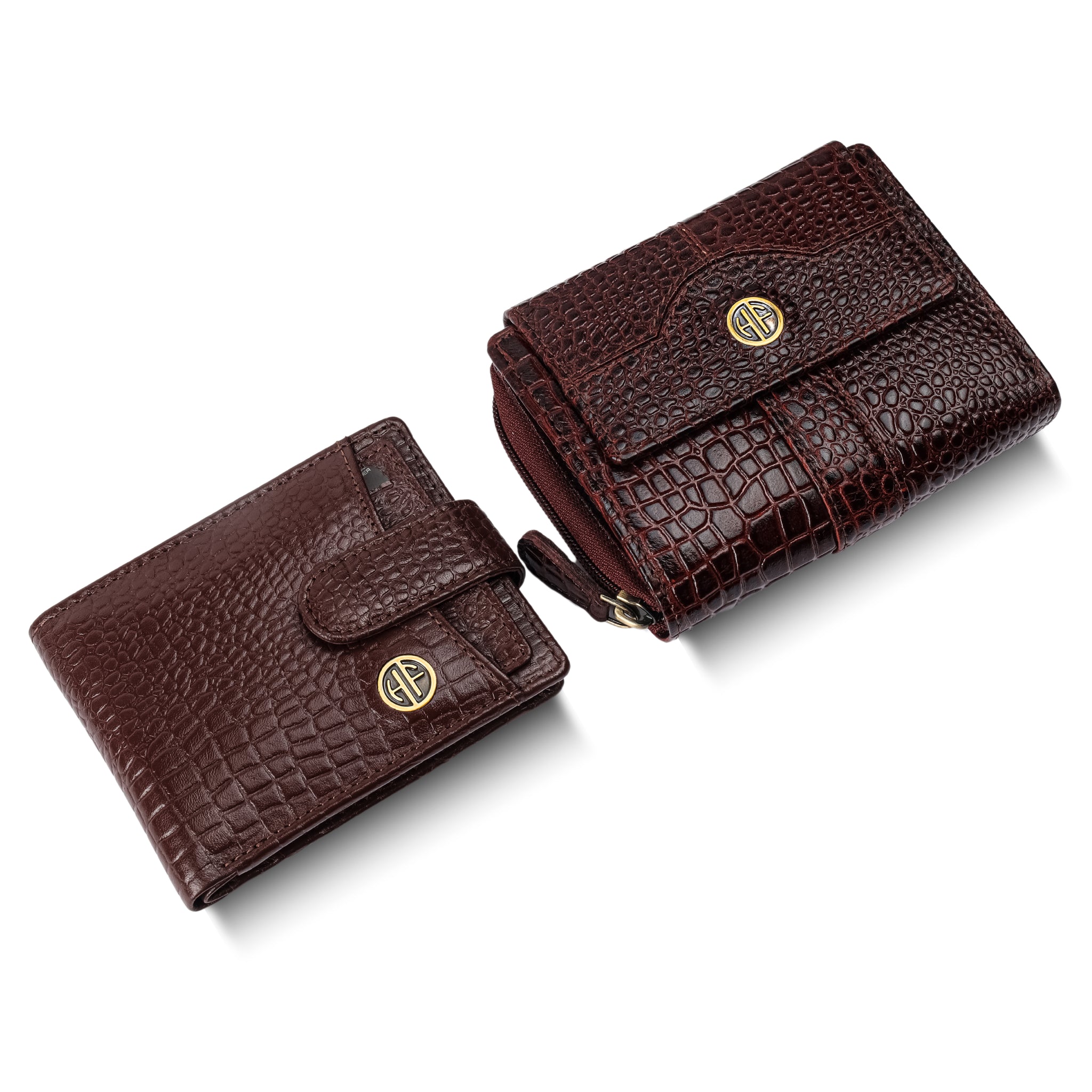 Genuine Leather Wallet Gift Set Combo (His & Hers) - Anniversary or Wedding Present